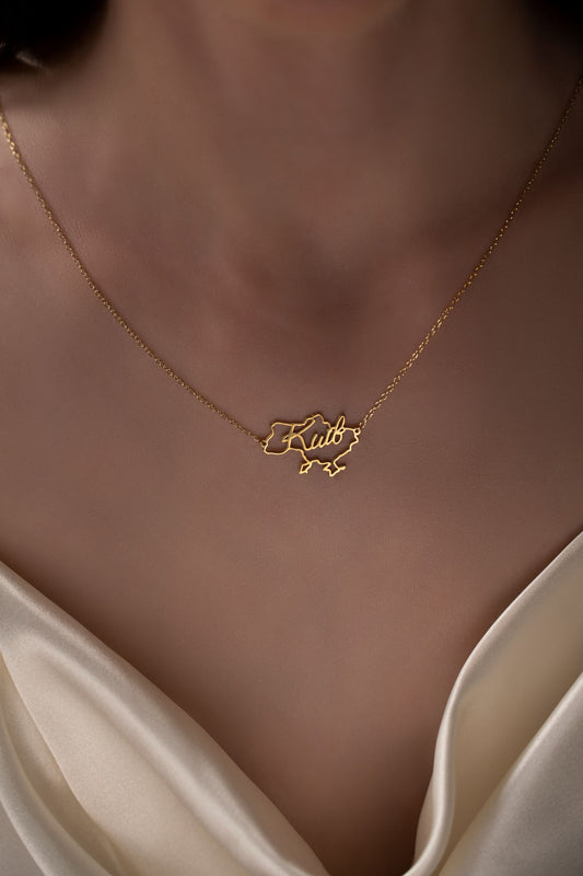 Necklace with Your City in the Map of Ukraine