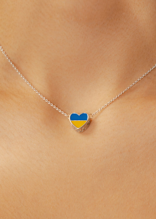 Two-sided Yellow-Blue Heart Necklace
