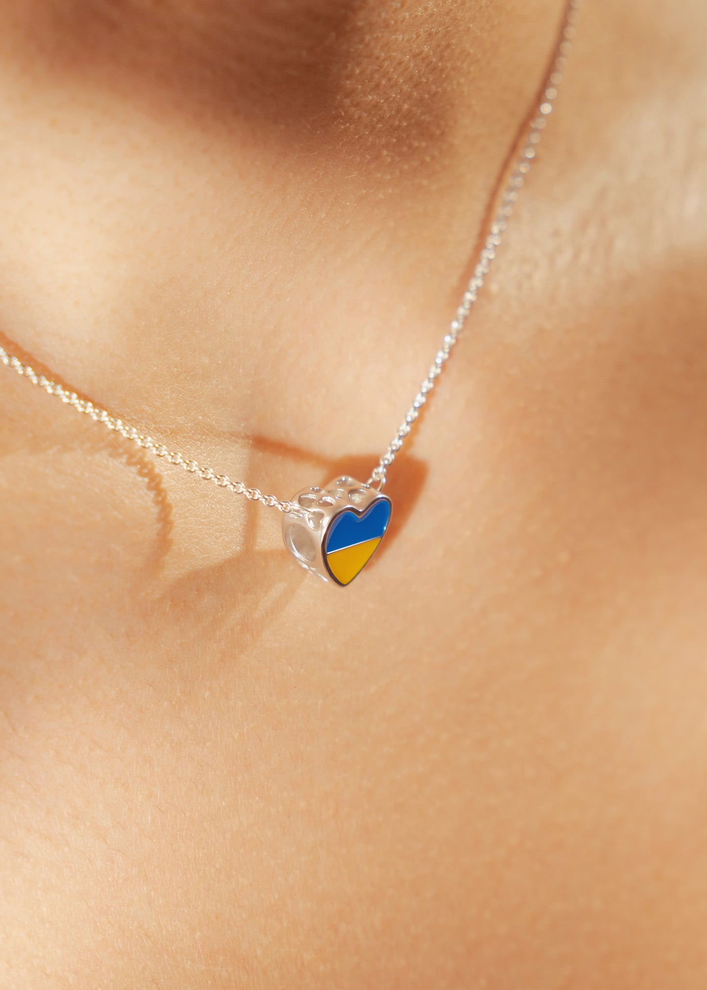 Two-sided Yellow-Blue Heart Necklace