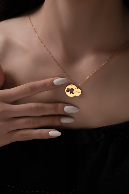 Coin Necklace with the Map of Ukraine and Your City