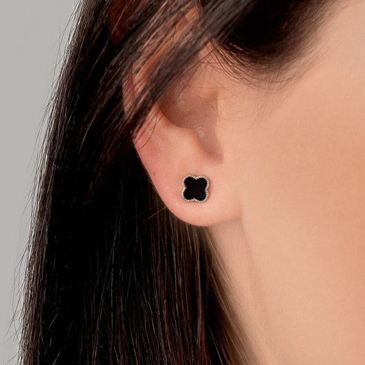 Black Crystalline Stud Earrings