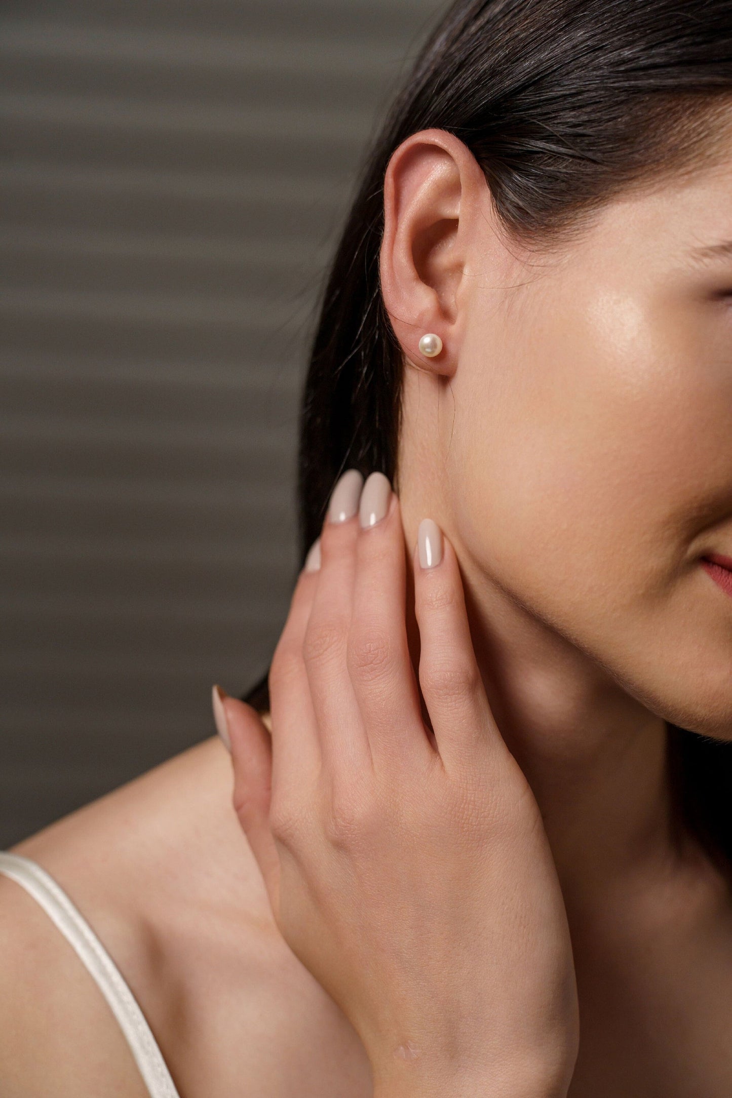 White Enamel Stud Circle Earrings