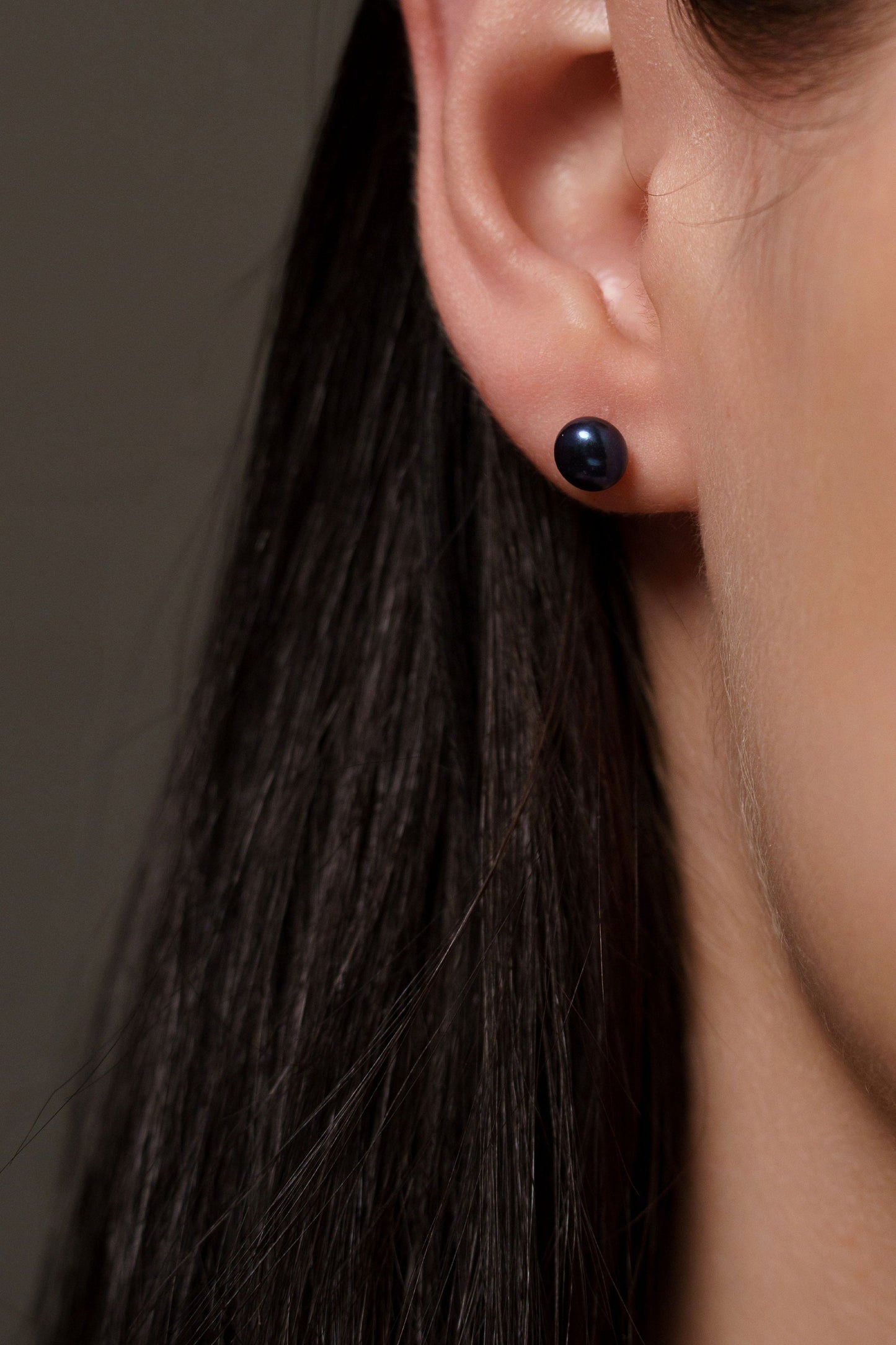 Black Enamel Stud Circle Earrings