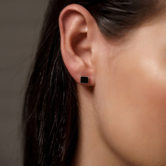 Black Enamel Earrings