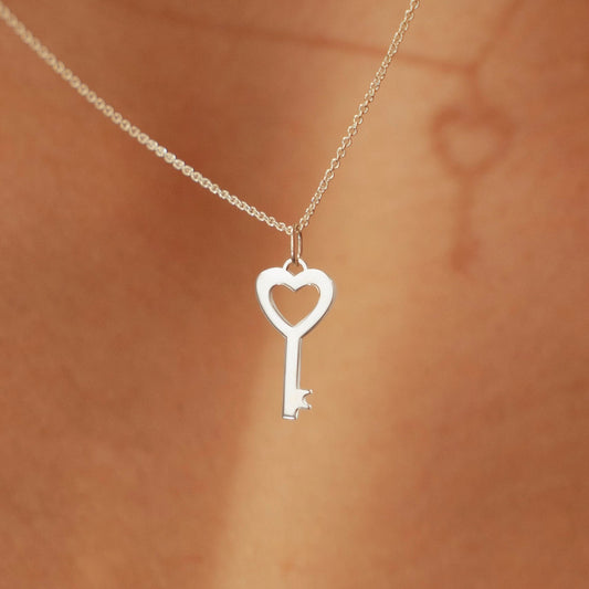 Mini Heart Key Pendant Necklace