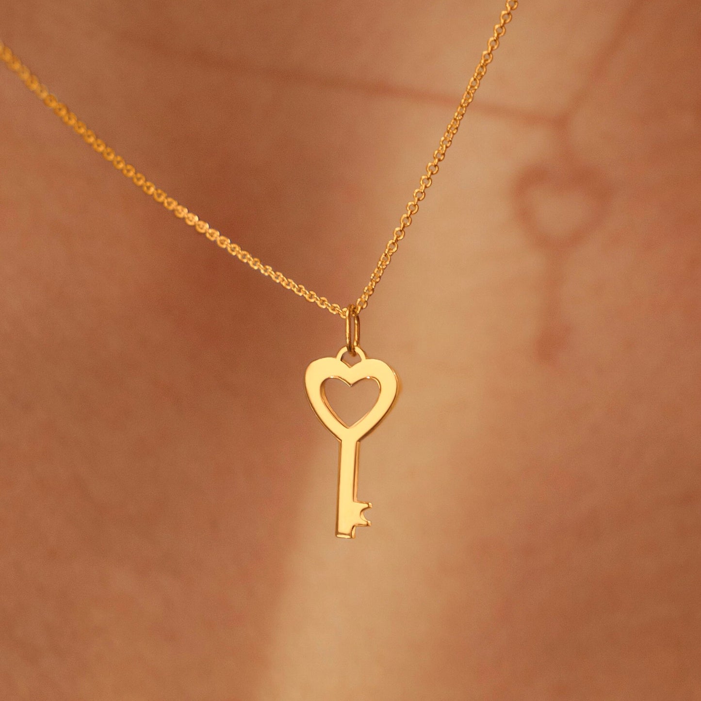 Mini Heart Key Pendant Necklace