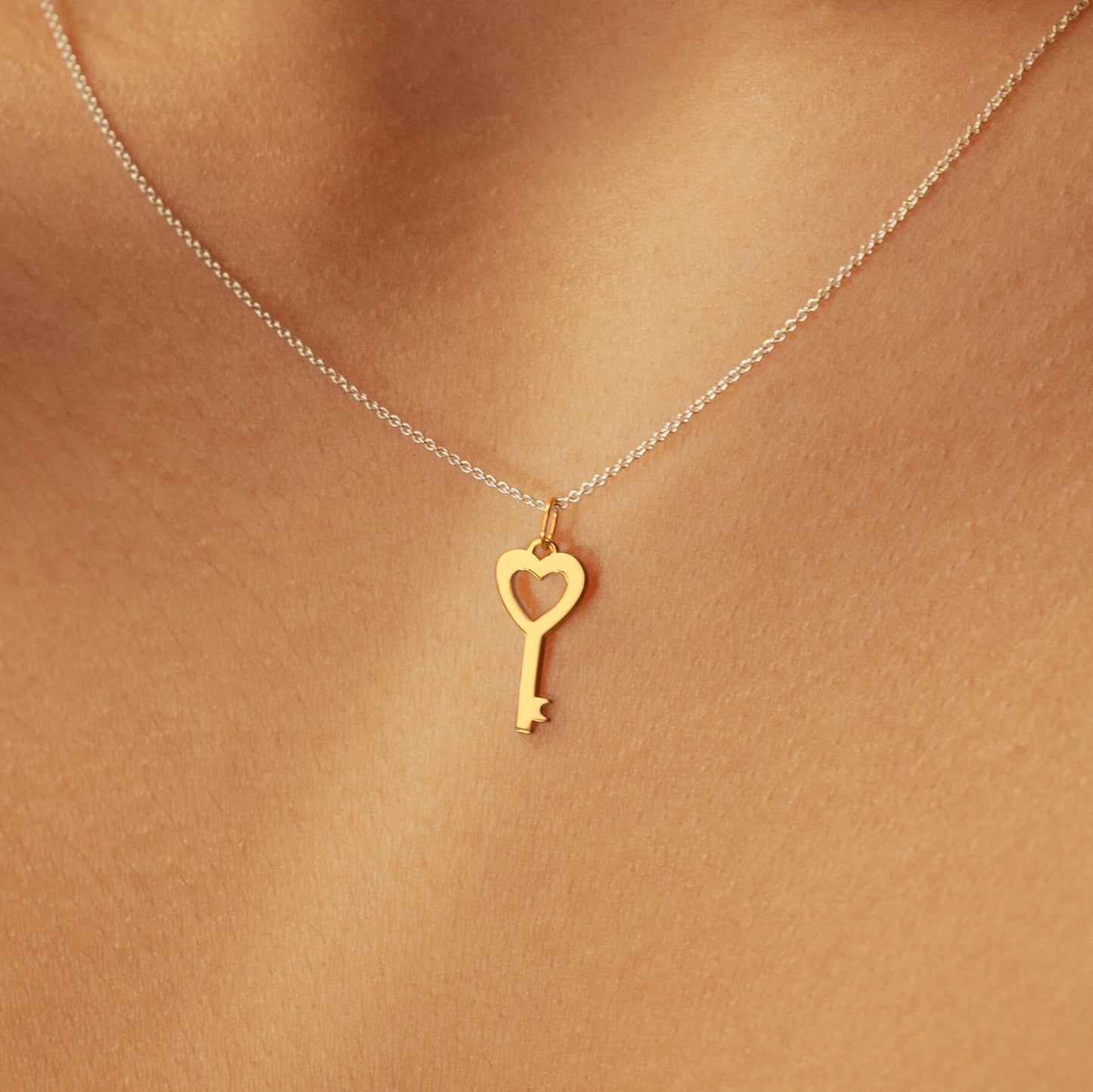 Mini Heart Key Pendant Necklace