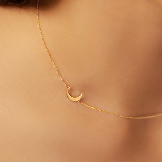 Sideway Crescent Pendant Necklace