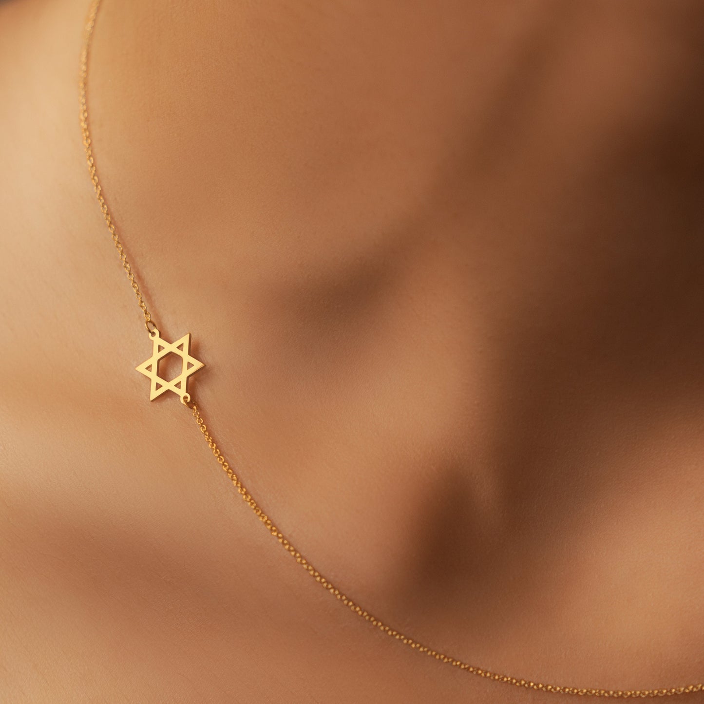 Sideway Star of David Pendant And Name Necklace