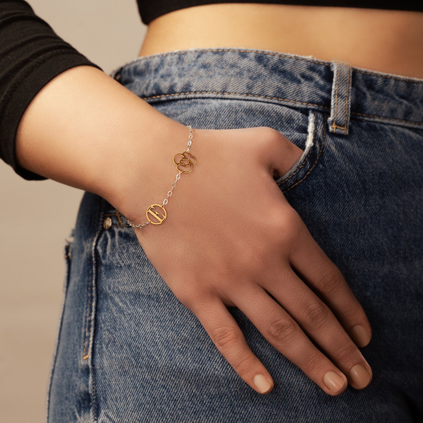 Birth Flower and Initial Bracelet