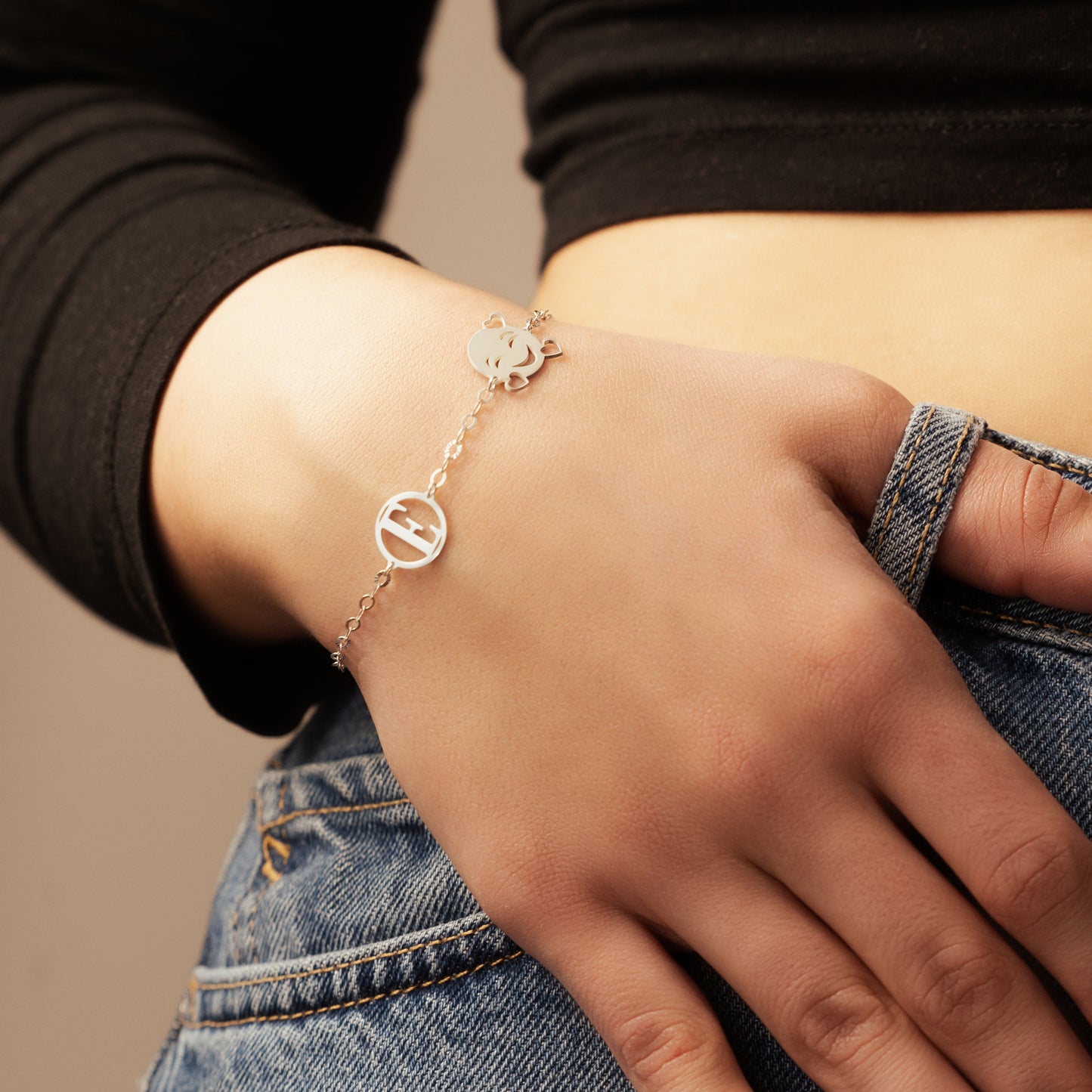 Smiley Face and Initial Bracelet