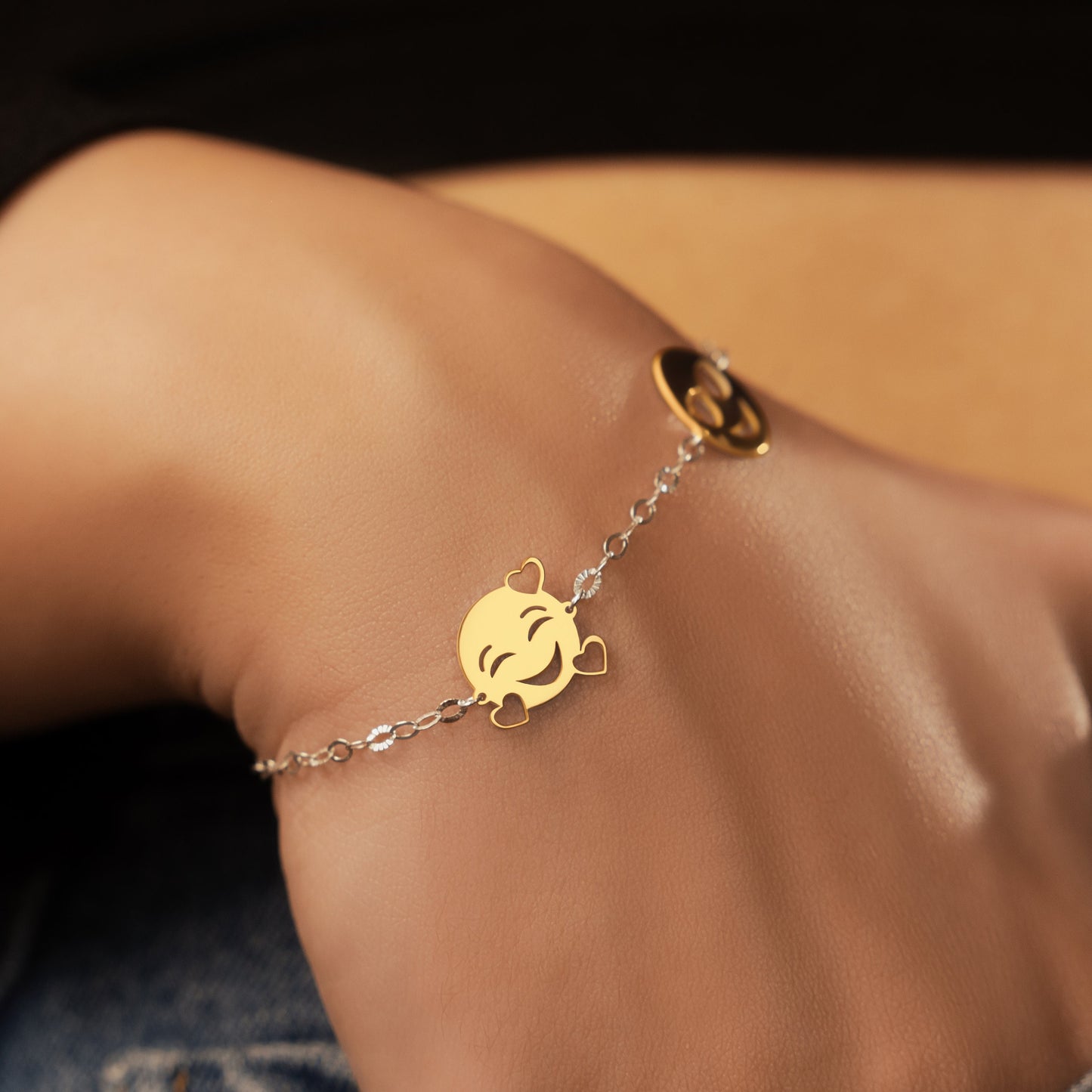 Smiley Face and Initial Bracelet